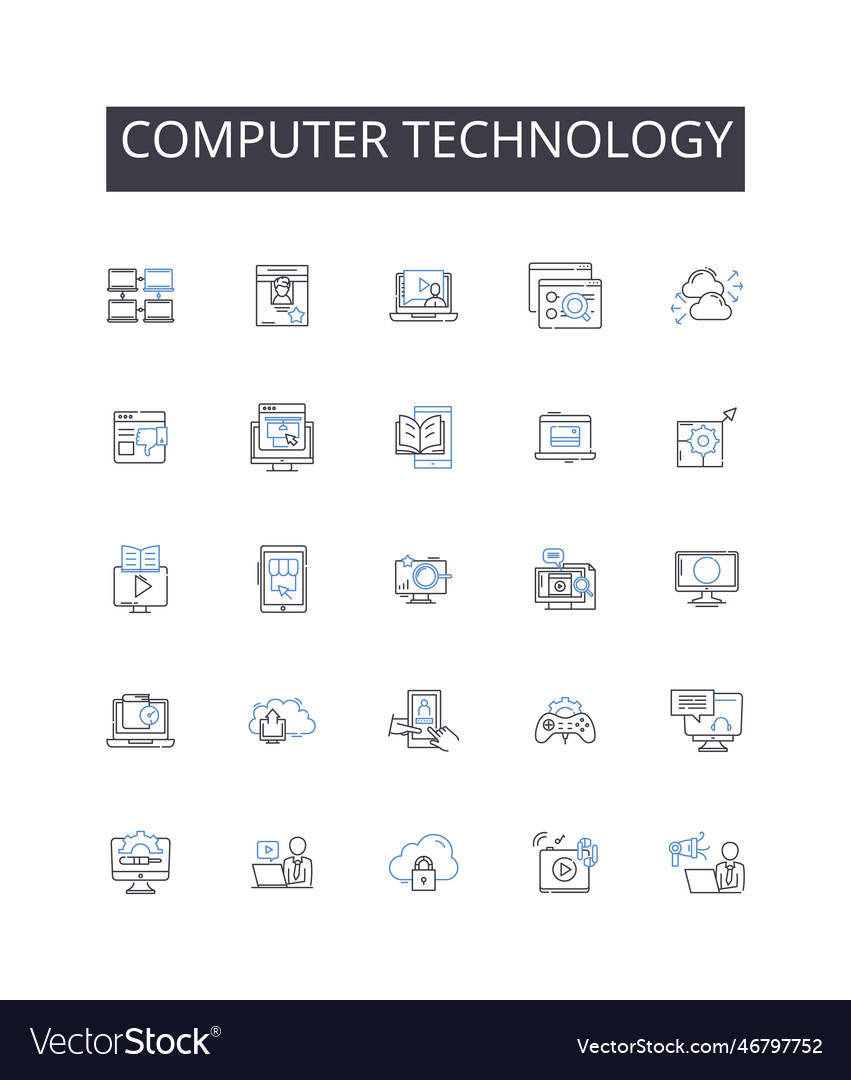 Computer-Technologie Linie Icons Sammlung