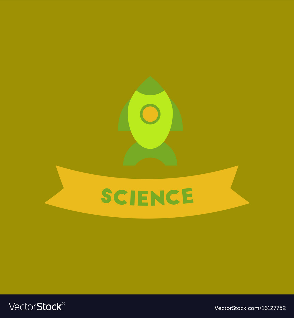 Flat icon on background rocket science