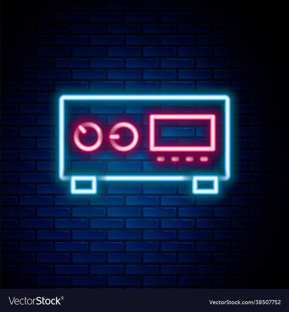 Glowing neon line guitar amplifier icon isolated Vector Image