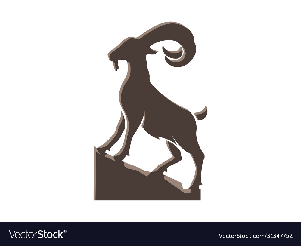 Goat mountain stand on rocks for logo design Vector Image