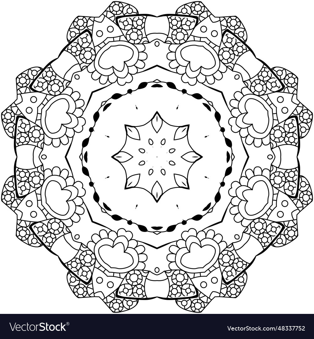 Hand drawn entangle mandala for coloring page