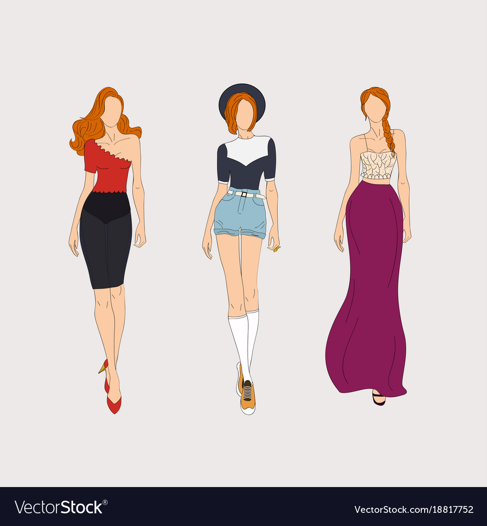 Hand drawn fashion models concept