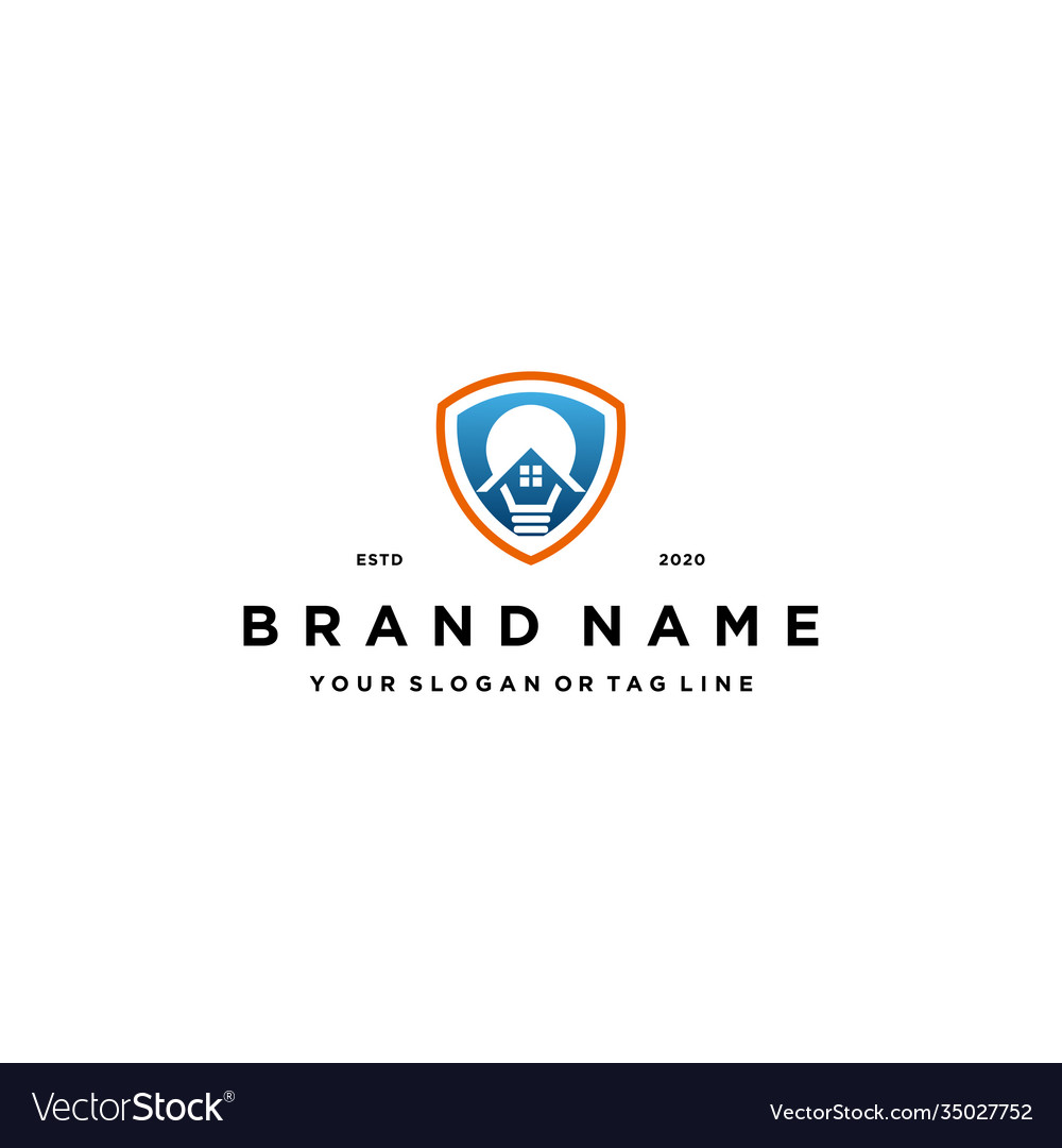 Home lamp electric shield logo design Royalty Free Vector