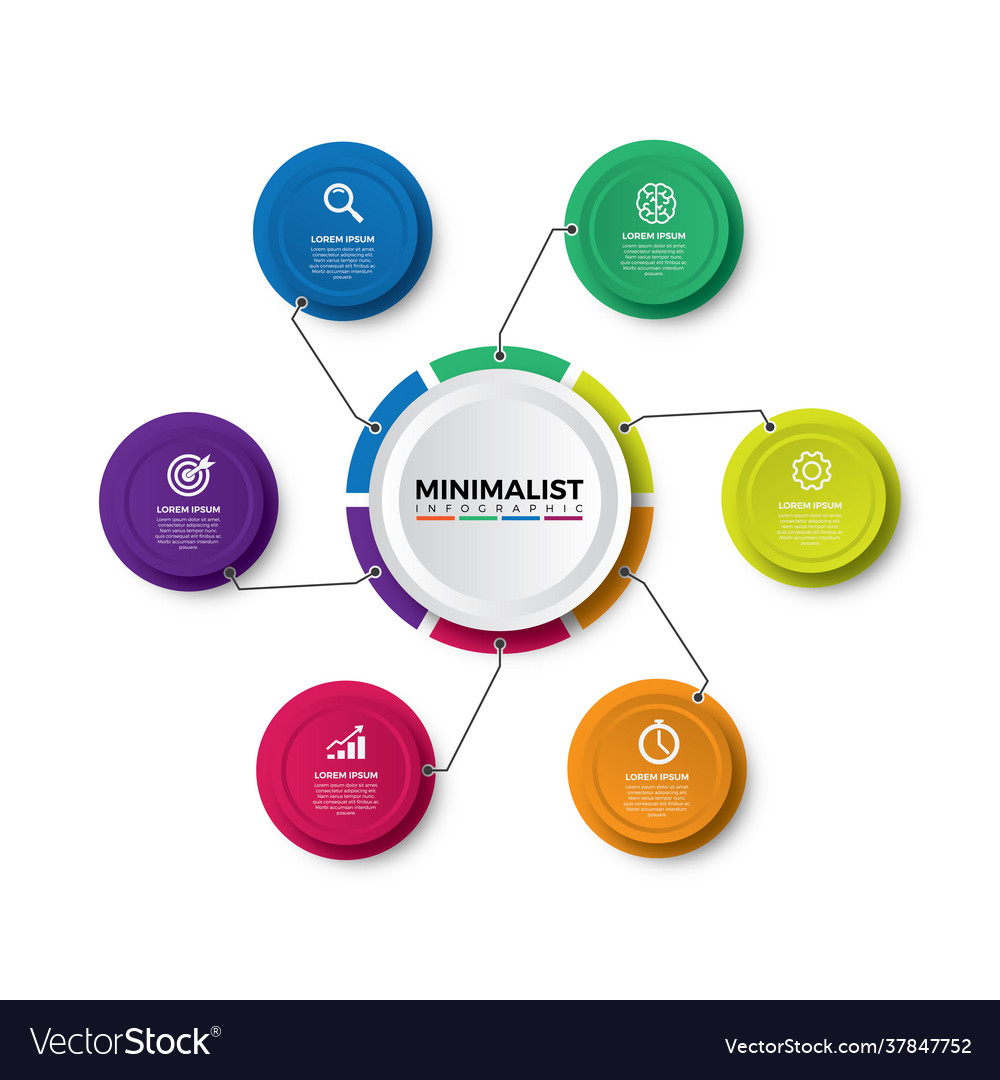 Info graph 6 element with centre circle graphic Vector Image