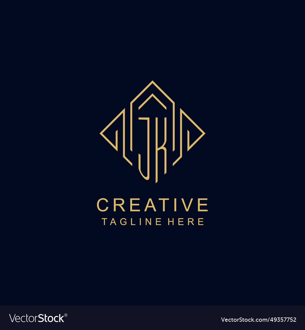 Initial logo jk monogram with rhombus line style Vector Image Initial logo jk monogram with rhombus line style