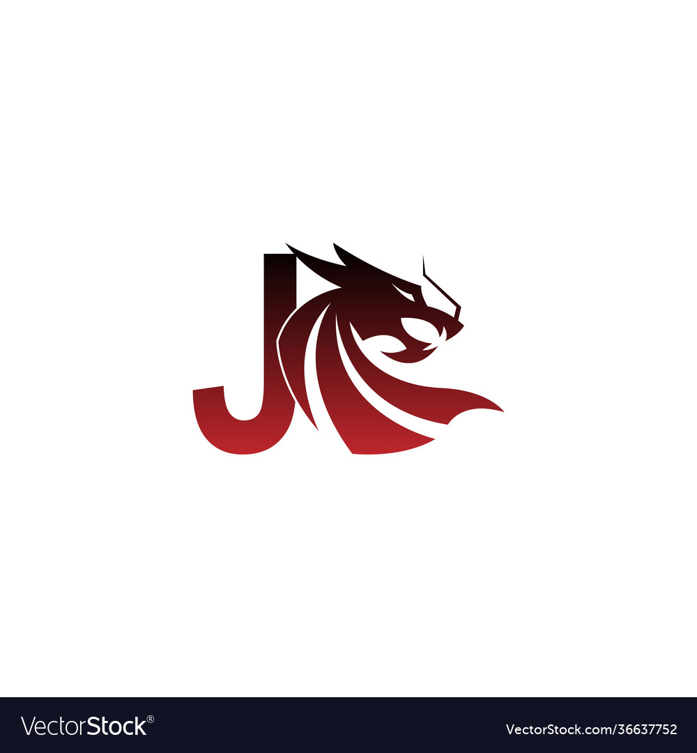 Letter j logo icon with dragon design Royalty Free Vector