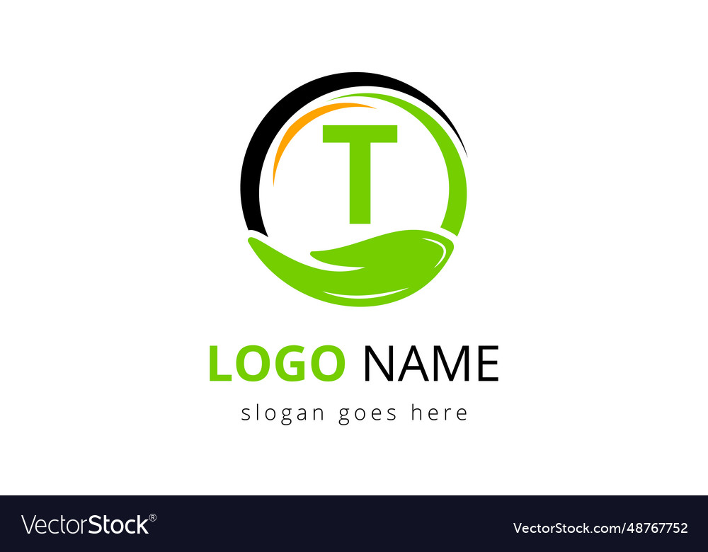 Letter t with charity logo template Royalty Free Vector