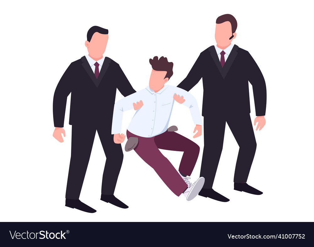 Security with troublemaker flat color faceless