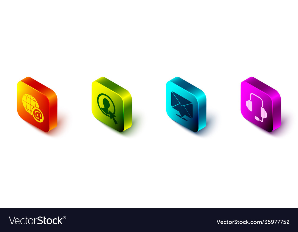 Set isometric earth globe with mail create