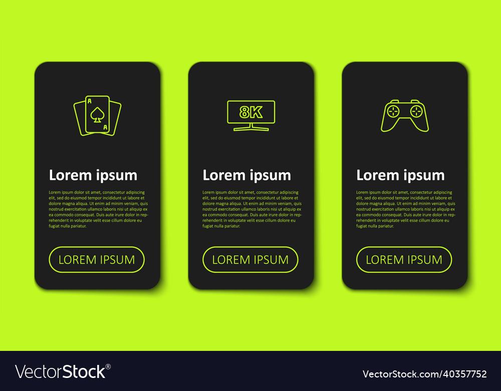 Set line playing cards computer monitor and game vector image Set line playing cards computer monitor and game