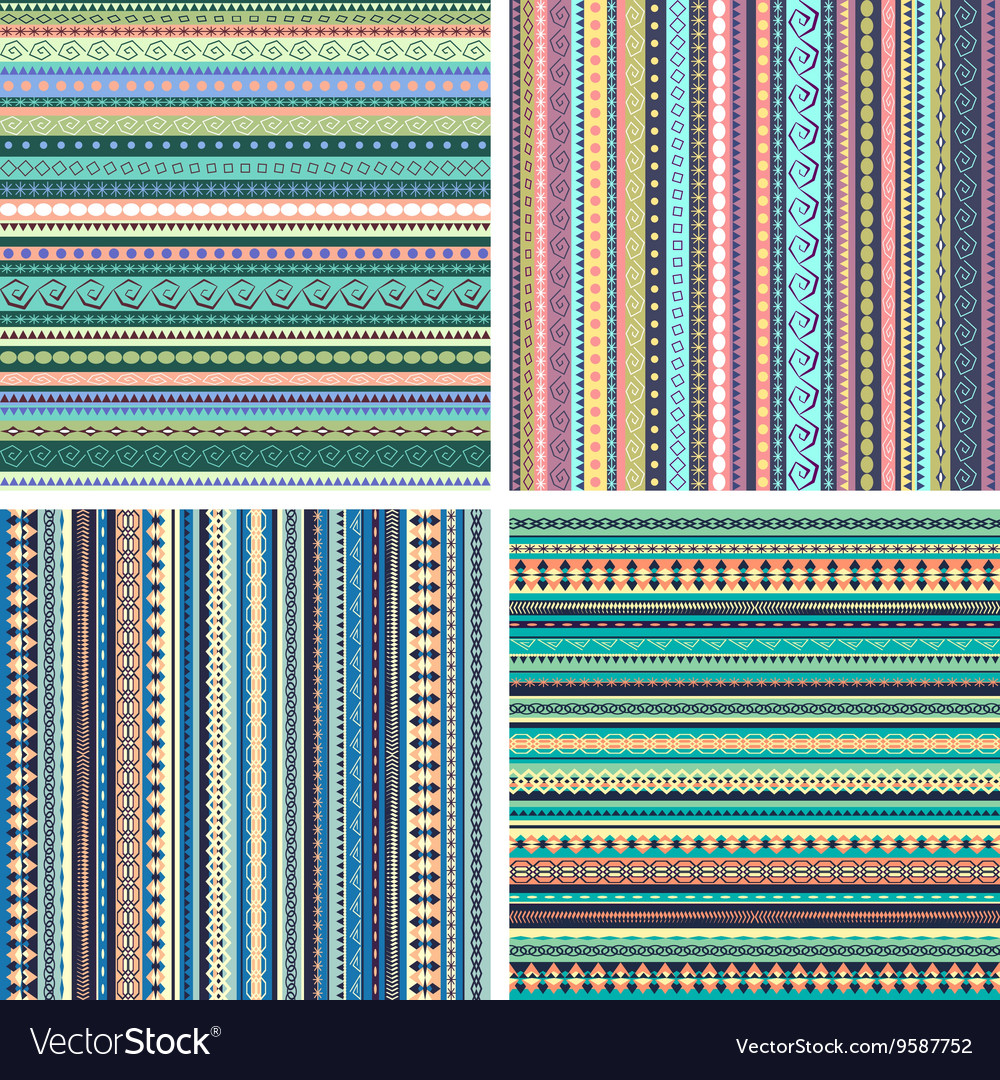 Set of colorful ethnic seamless patterns
