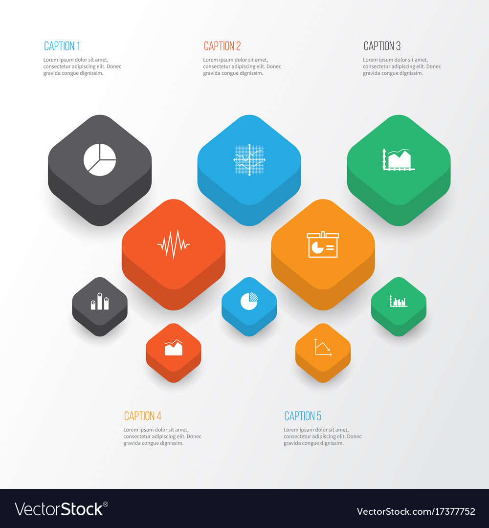 Set of graphs diagrams and statistics icons