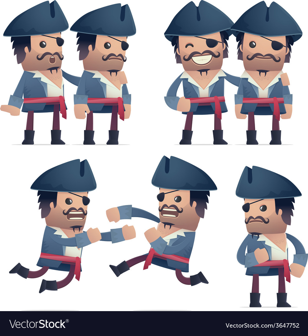 Set of pirate character in different poses