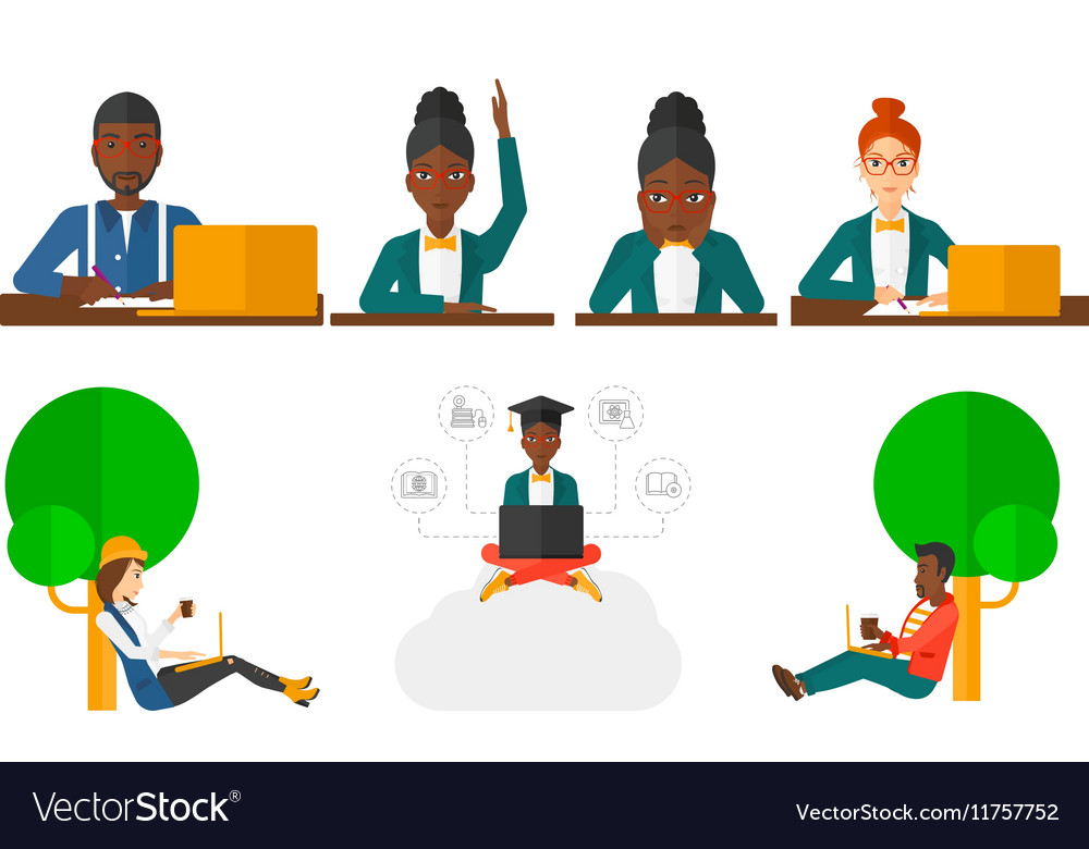 Set of student characters