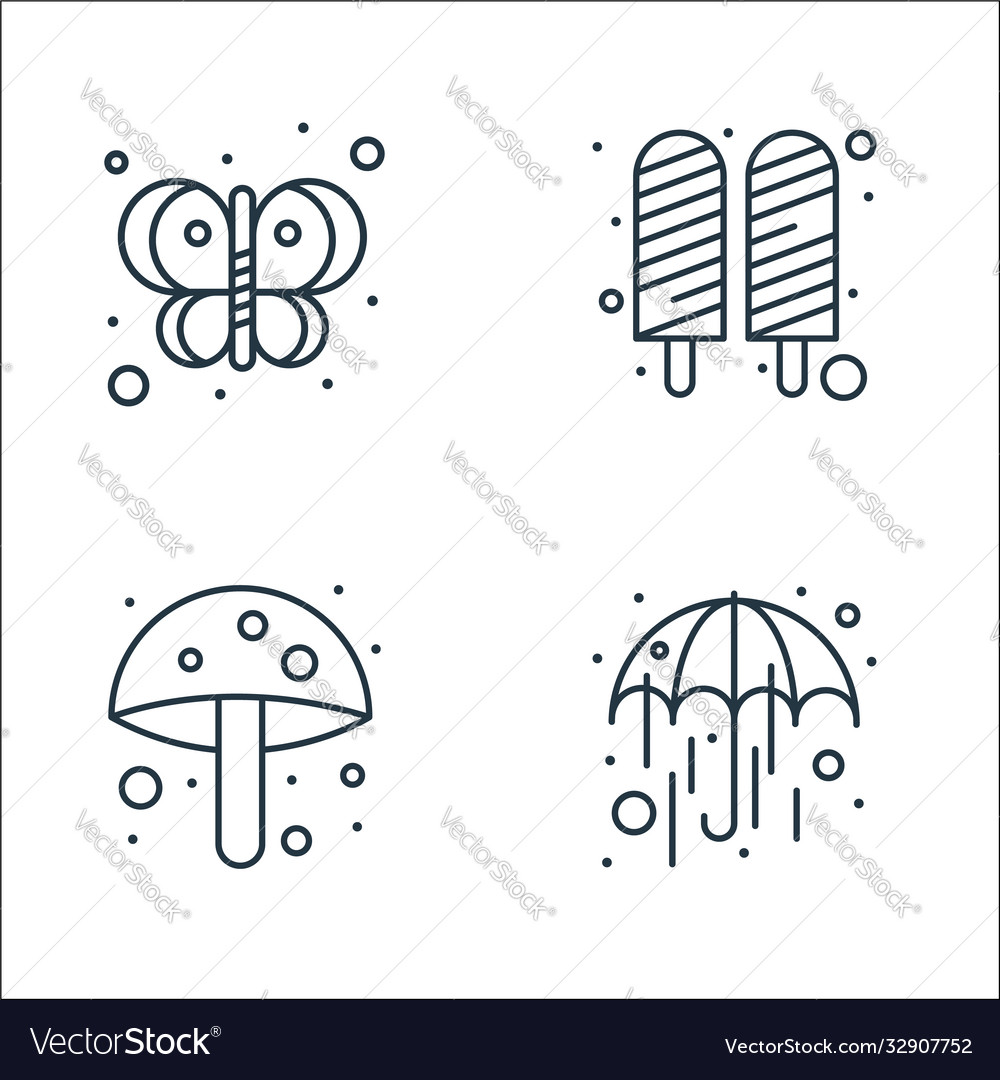 Spring line icons linear set quality vector image Spring line icons linear set quality