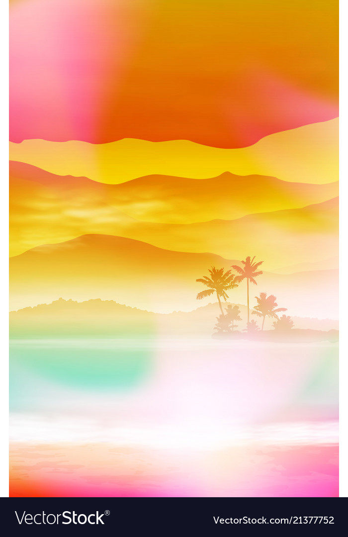 Summer background with sea and palm trees