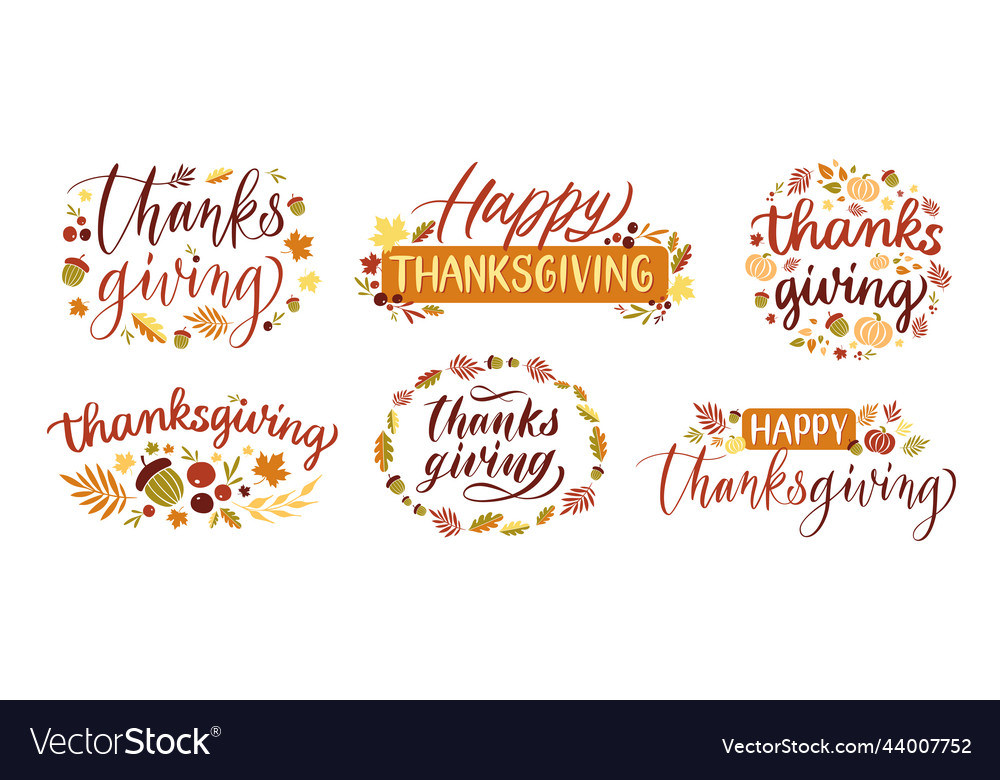 Thanksgiving day lettering happy thanks giving Vector Image