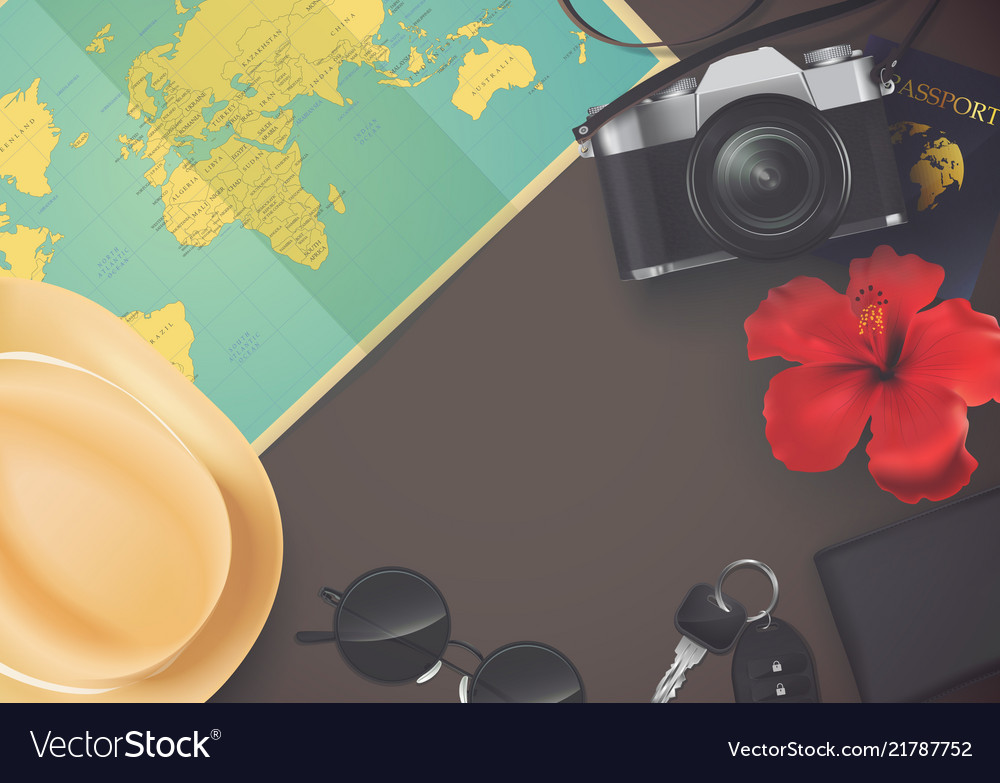 Top view on travel and tourism concept template