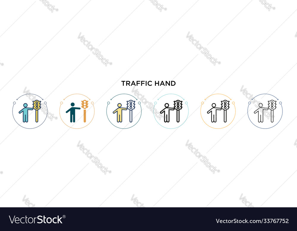 Traffic hand signals icon in filled thin line Vector Image