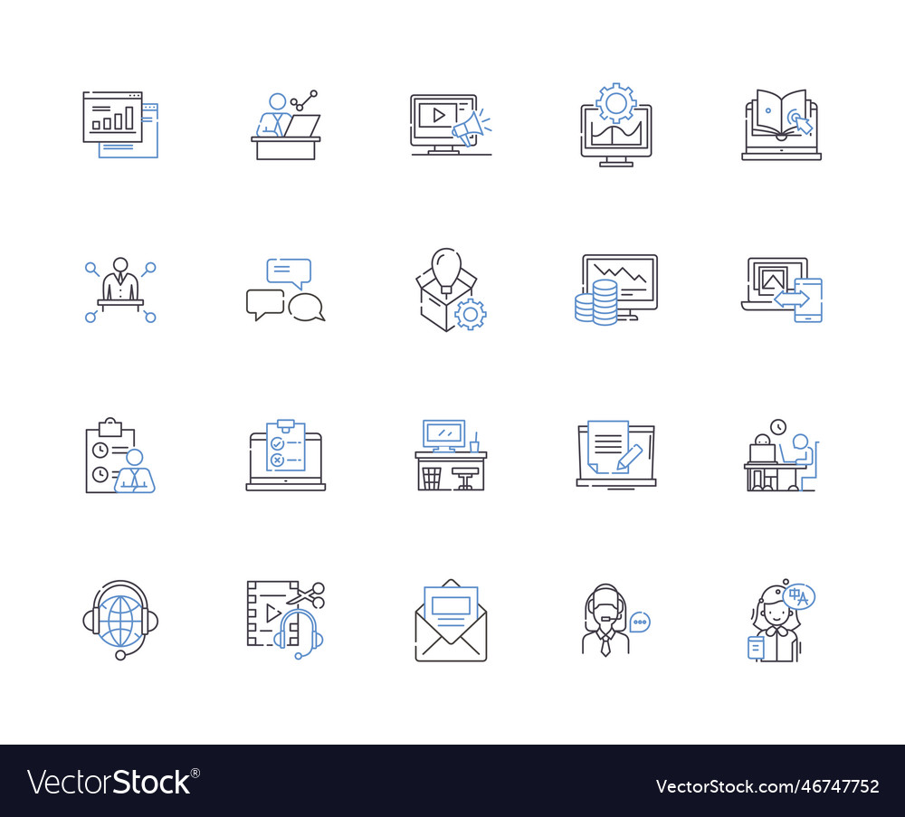 Workflow outline icons collection process Vector Image Workflow outline icons collection process