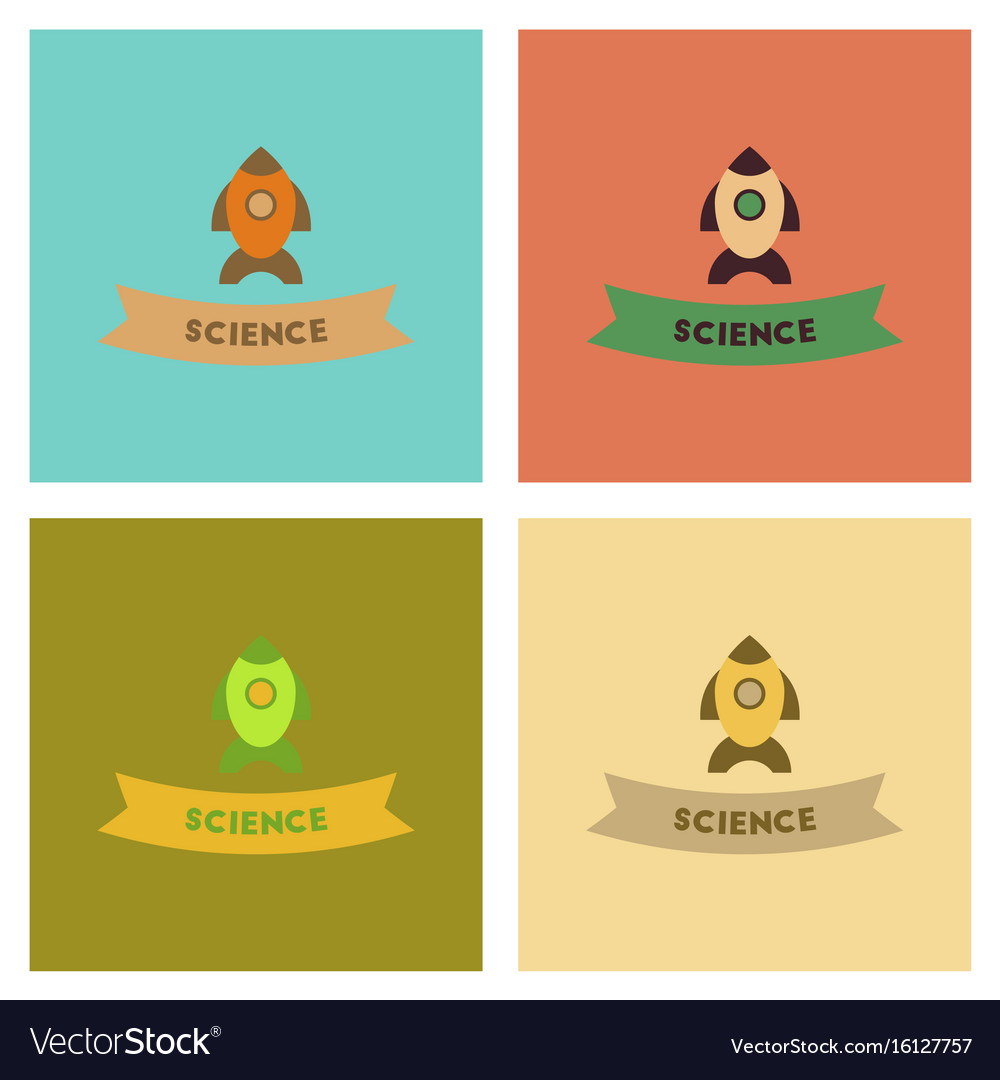 Assembly flat icons rocket science