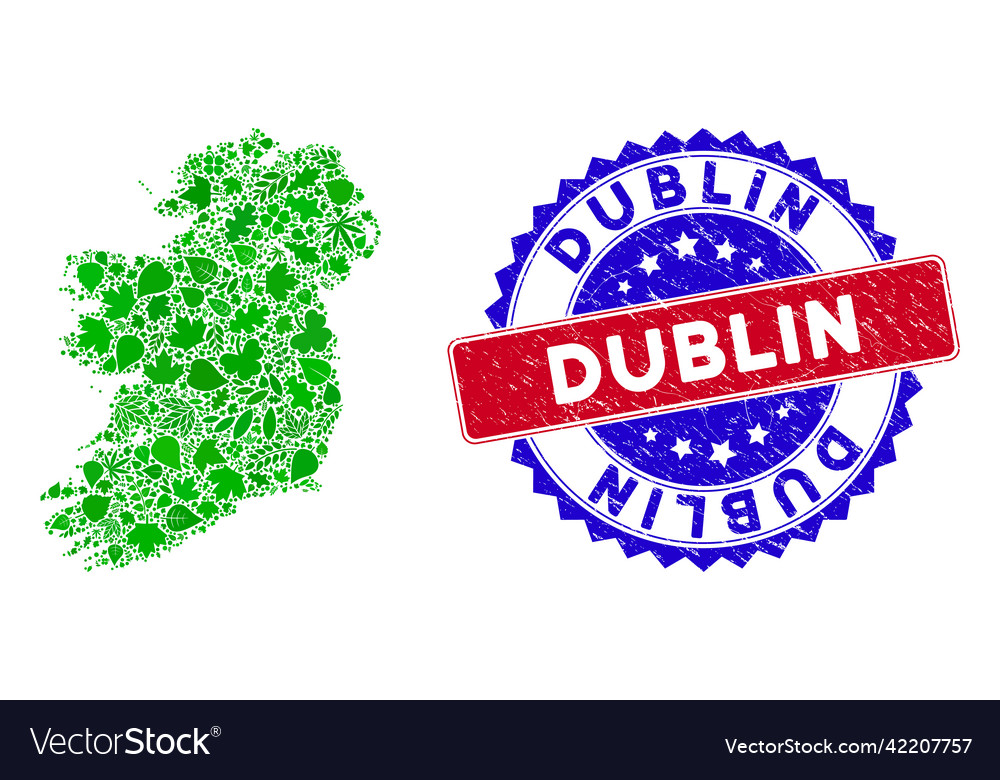 Bicolor dublin textured seal stamp and leaf green