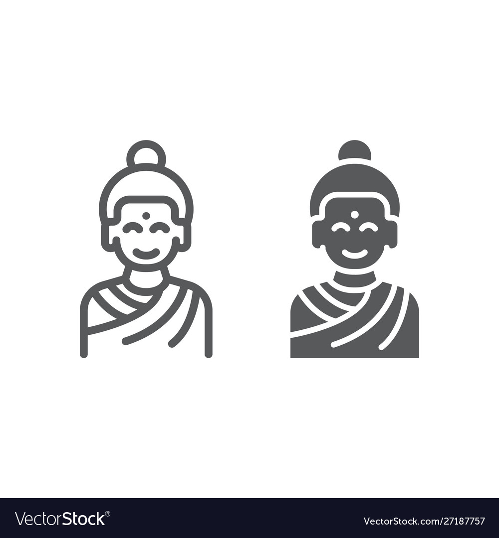 Buddha Line And Glyph Icon Meditation Royalty Free Vector