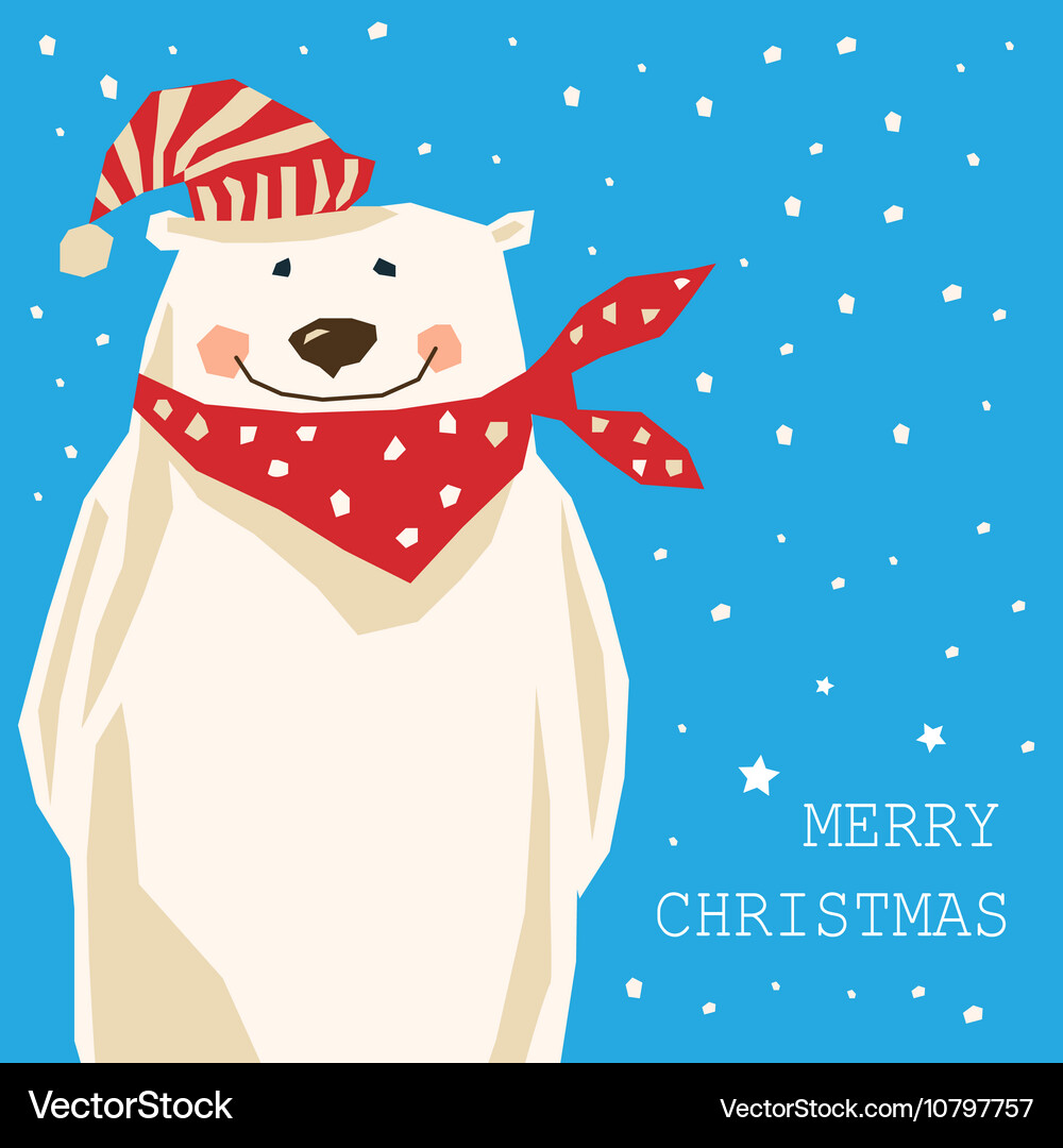 Christmas card with polar bear Royalty Free Vector Image