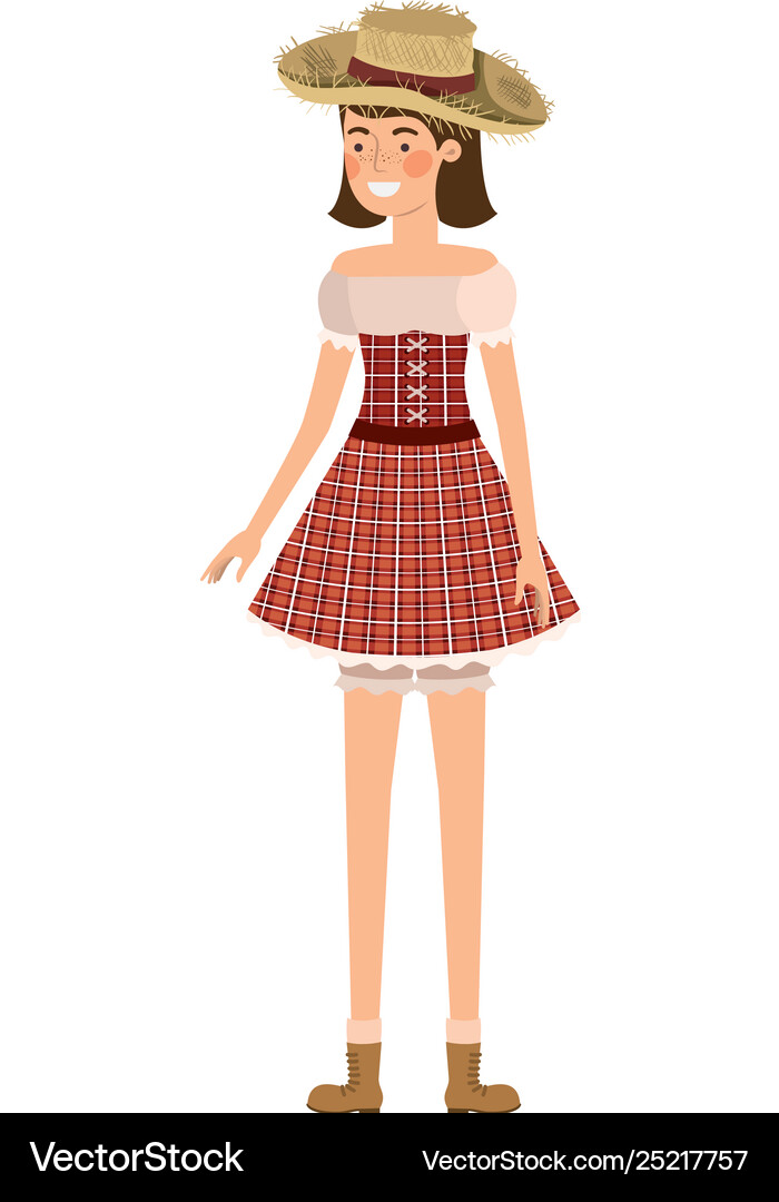 Farmer woman with straw hat Royalty Free Vector Image