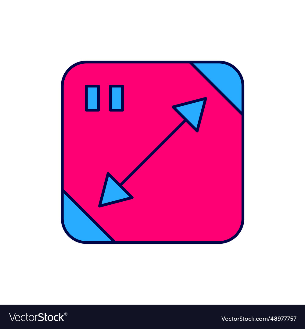 Filled outline diagonal measuring icon isolated Vector Image Filled outline diagonal measuring icon isolated