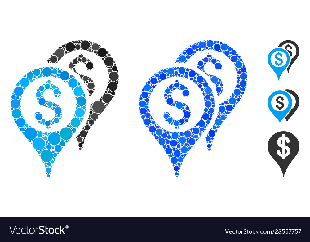 Financial map pointers mosaic icon circles vector image Financial map pointers mosaic icon circles