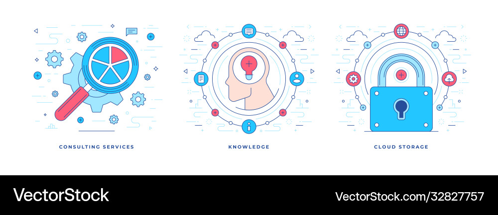 Flat line designs Royalty Free Vector Image - VectorStock