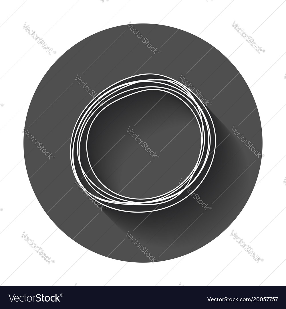 Hand drawn scribble circle element with long