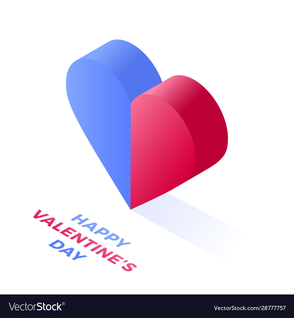 Happy valentine day isometric heart made two