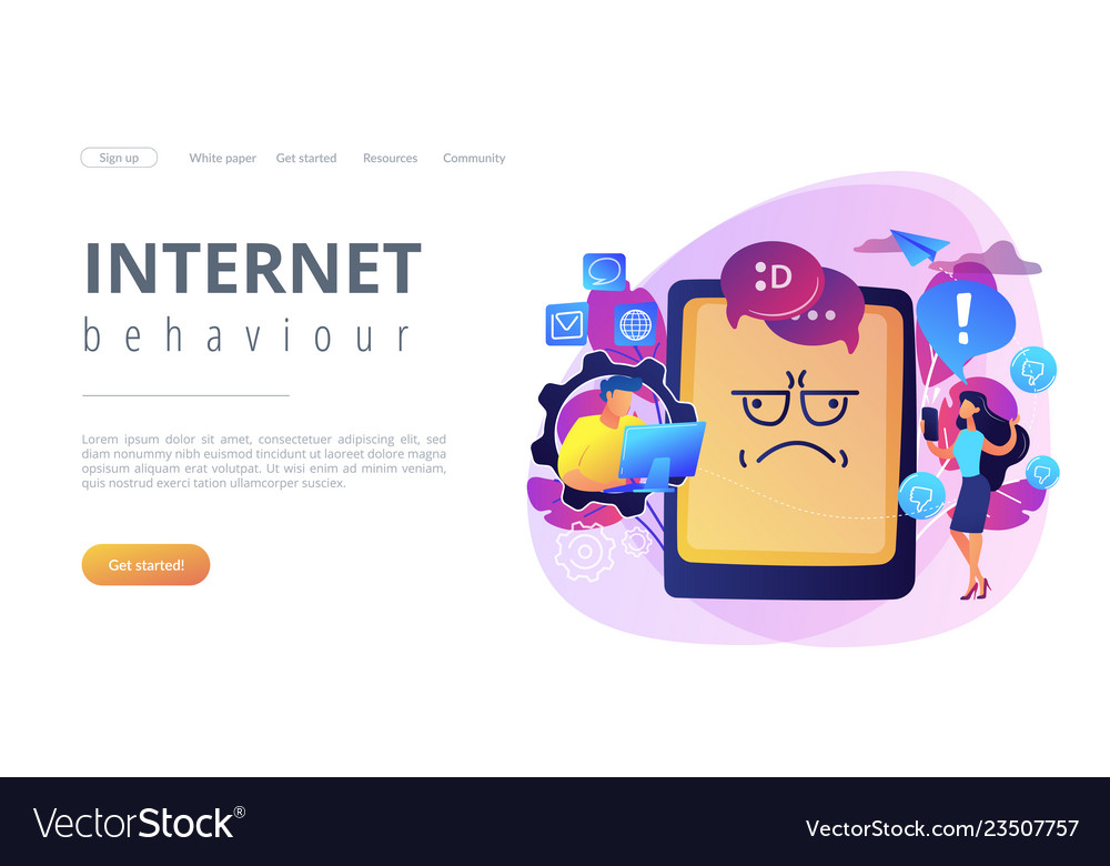 Internet trolling concept landing page