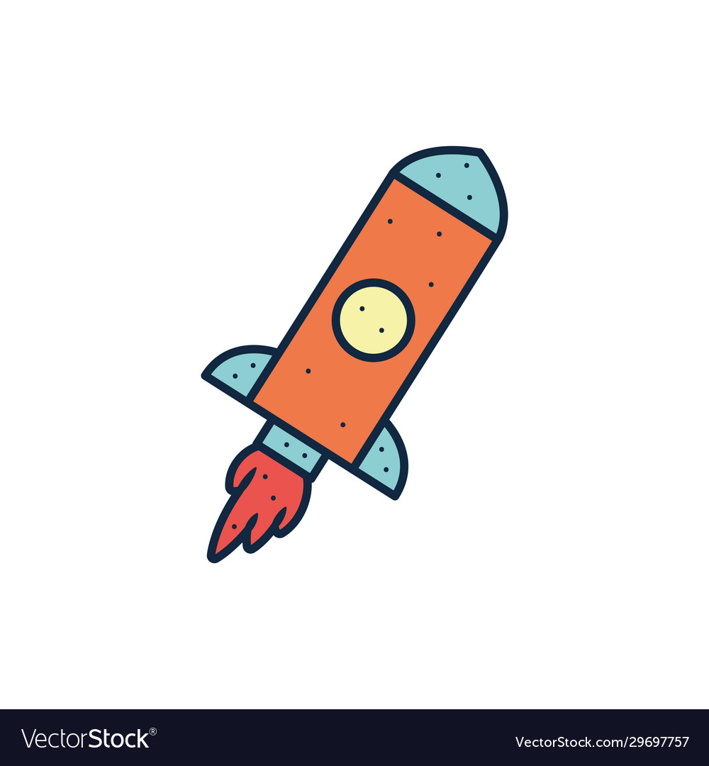 Isolated rocket line fill style icon design vector image Isolated rocket line fill style icon design