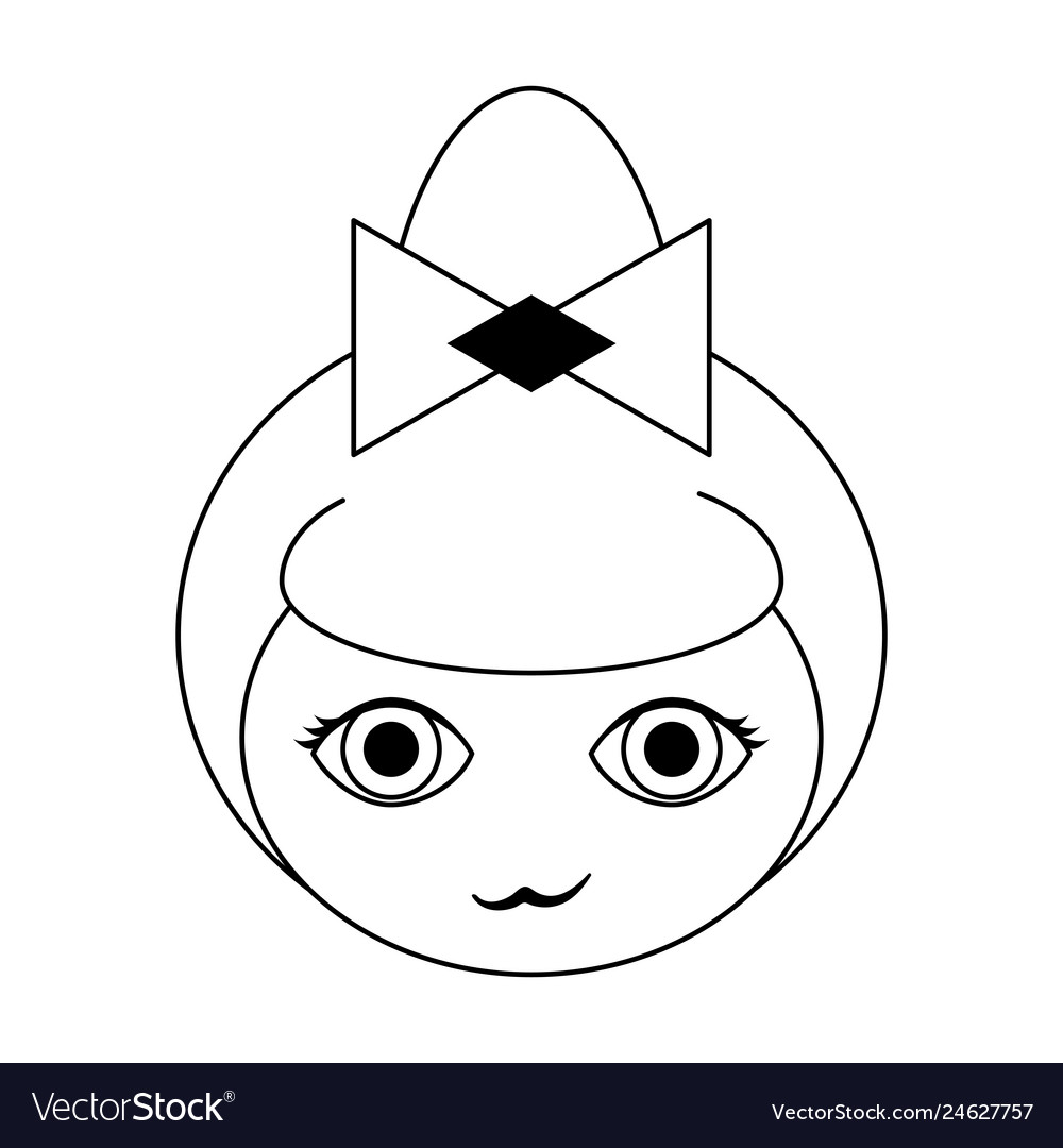 Japanese girl face cartoon black and white