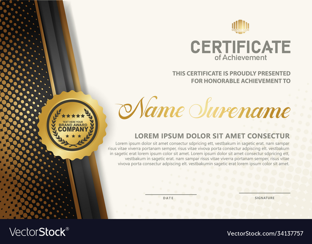 Modern certificate template with lines style Vector Image