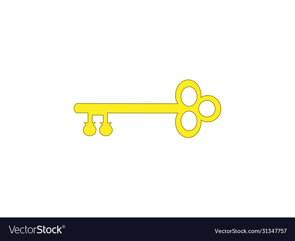 Old key house icon logo yellow antique key Vector Image