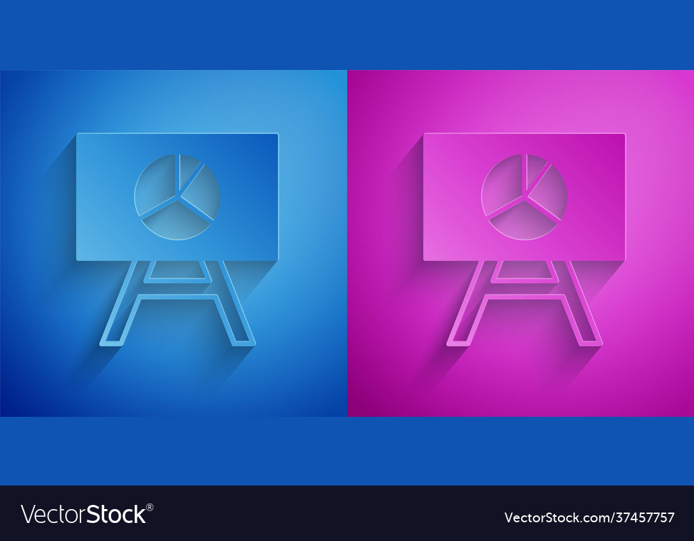 Paper cut board with graph chart icon isolated vector image Paper cut board with graph chart icon isolated