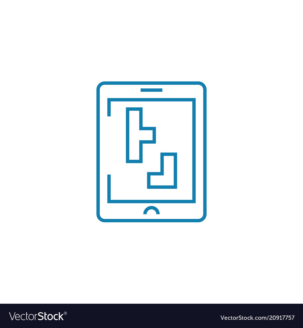 Playing tetris linear icon concept vector image Playing tetris linear icon concept