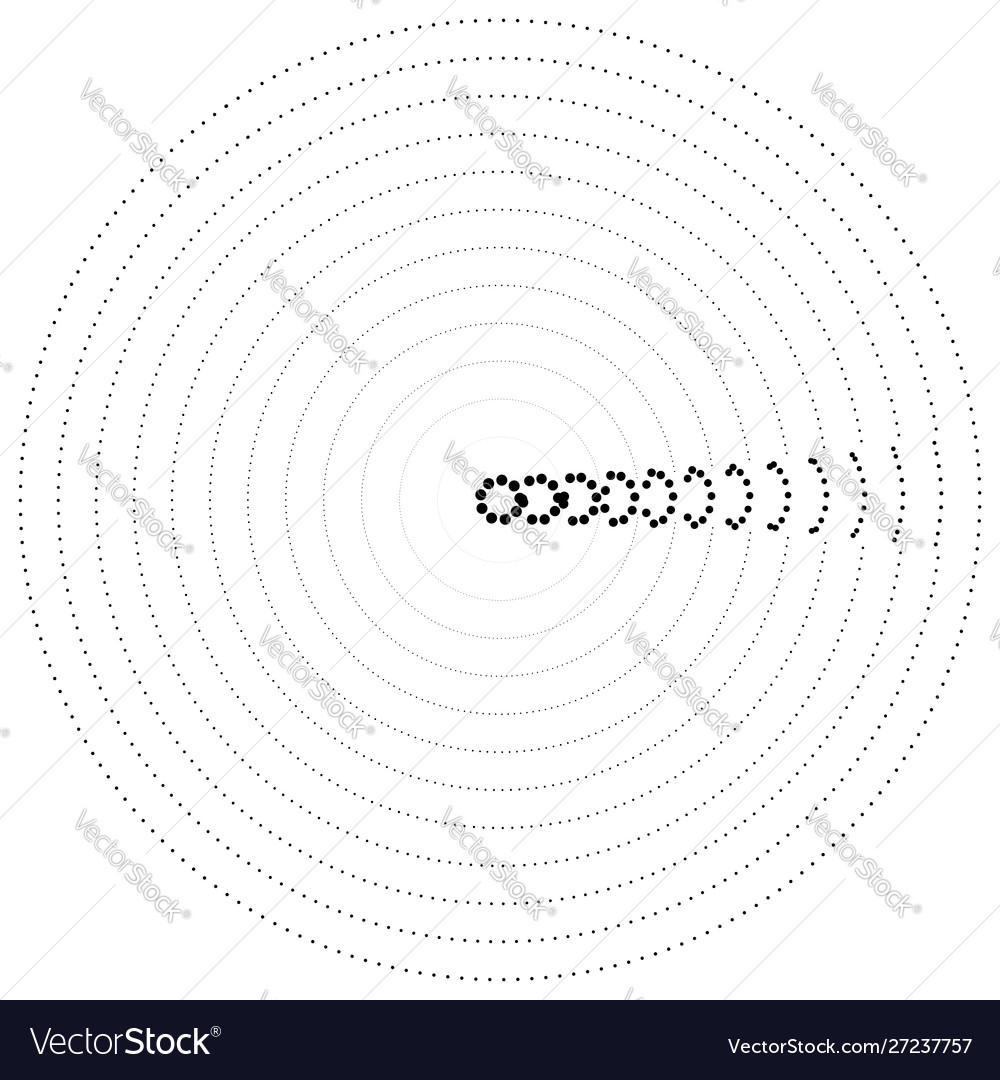 Radial element with random dots circles rings vector image Radial element with random dots circles rings