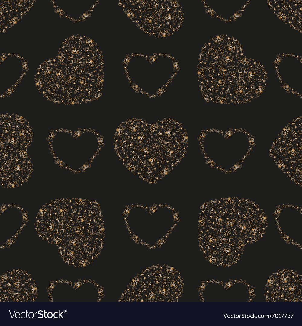 Seamless pattern with golden foil hearts