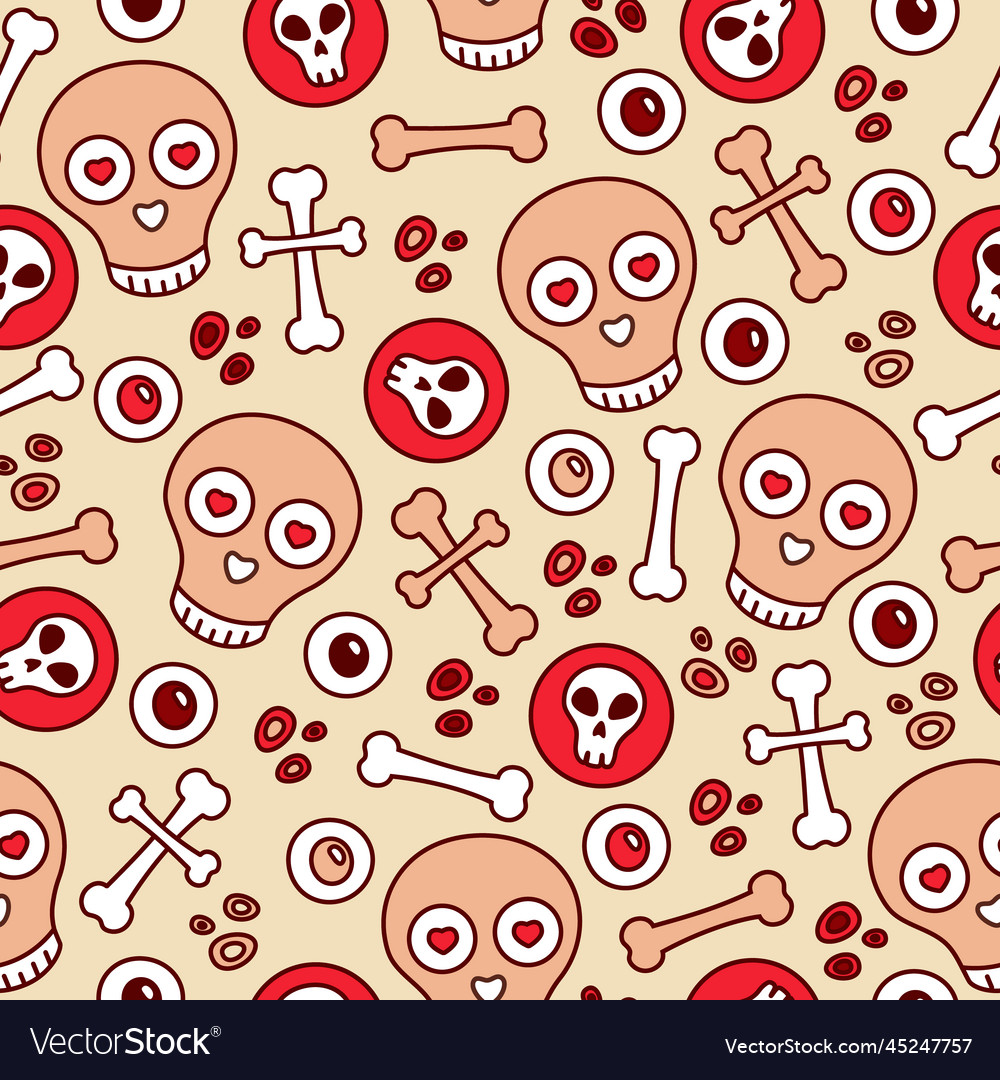 Seamless pattern with skull bones and eyes Vector Image Seamless pattern with skull bones and eyes