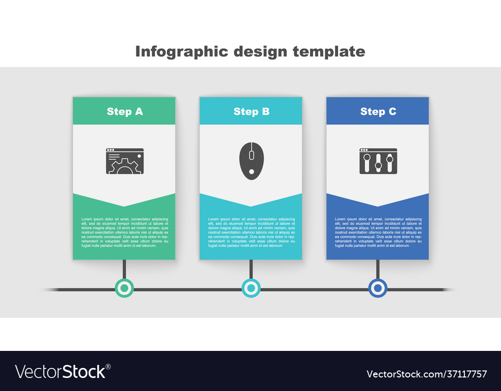 Set browser setting computer mouse and business vector image Set browser setting computer mouse and business