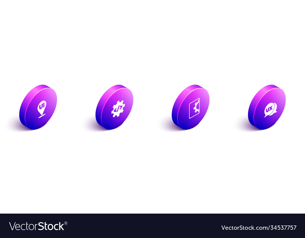 Set isometric ui or ux design front end vector image Set isometric ui or ux design front end