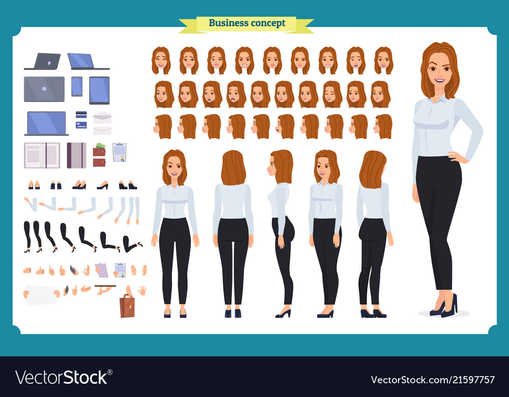 Set of businesswoman character design