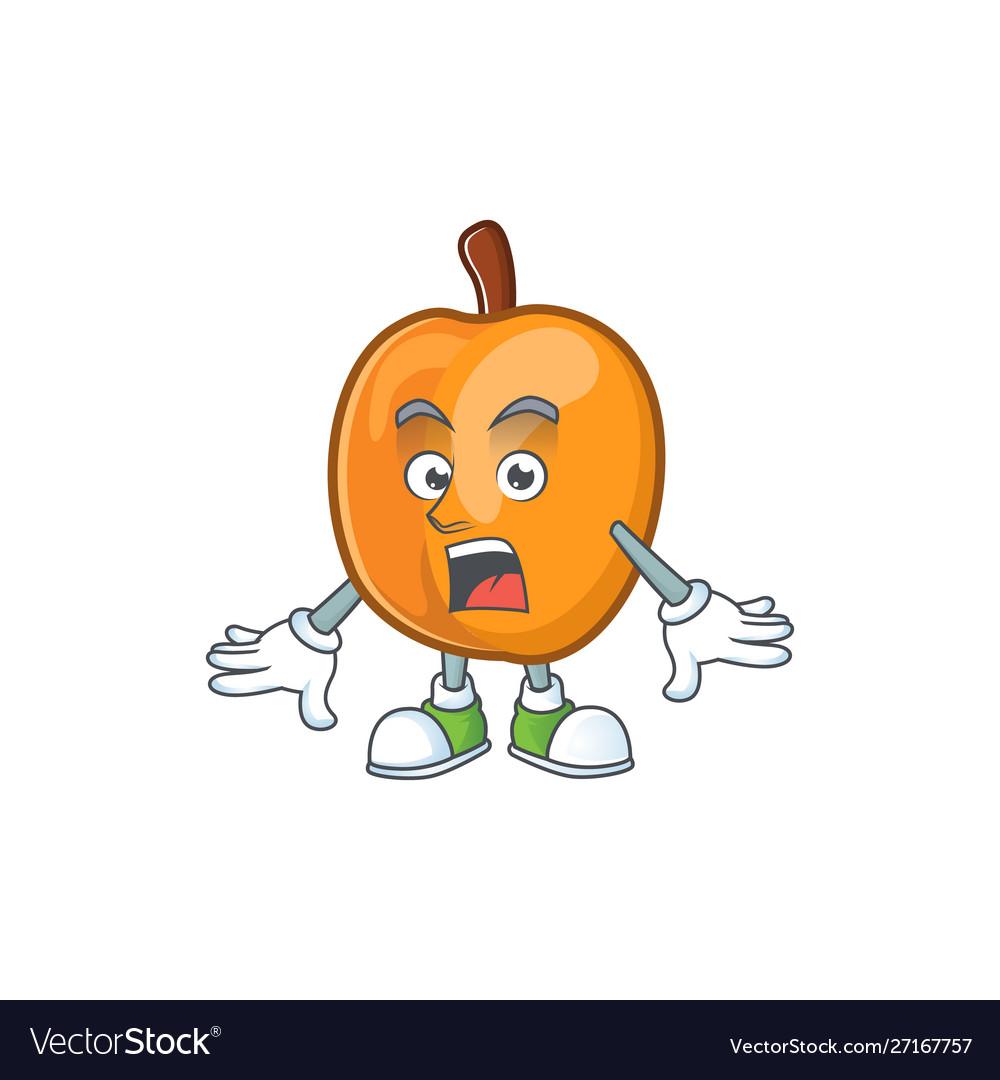 Surprised ripe apricot character mascot cartoon