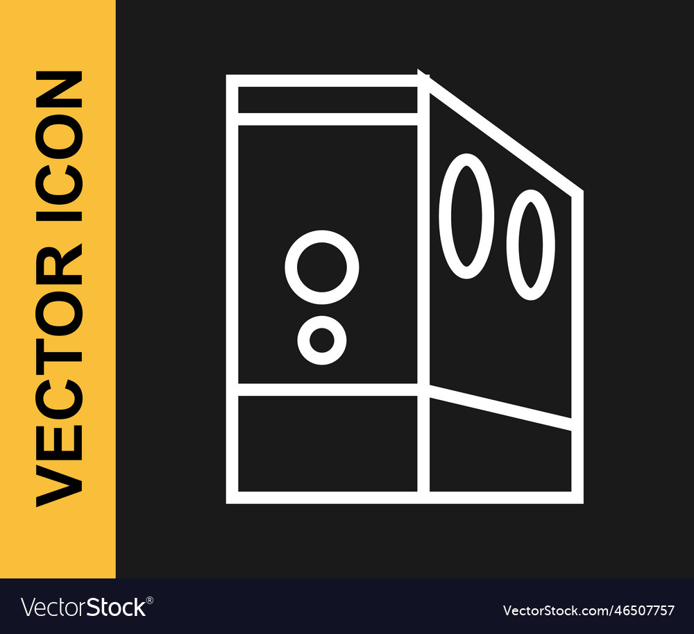 White line case of computer icon isolated on black