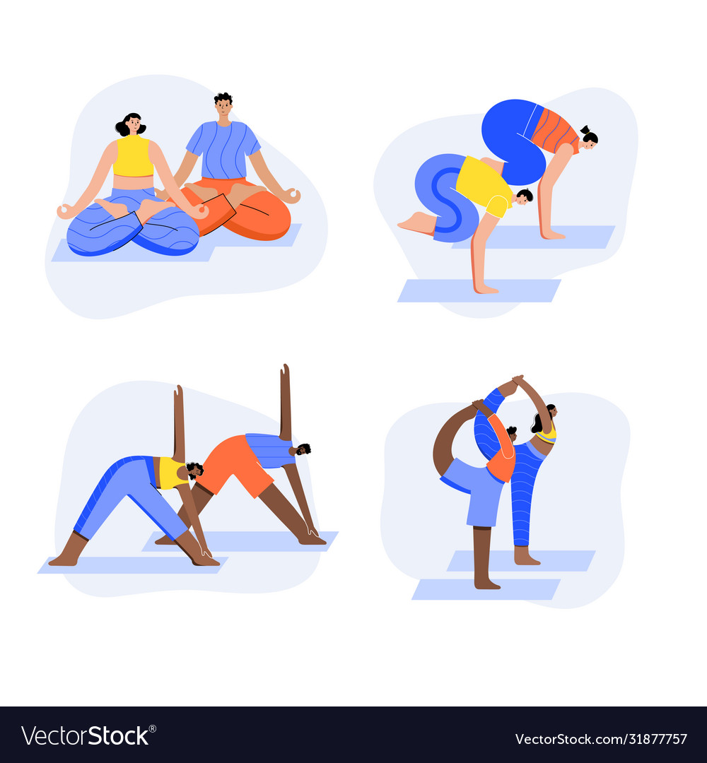 Yoga flat healthy lifestyle Royalty Free Vector Image